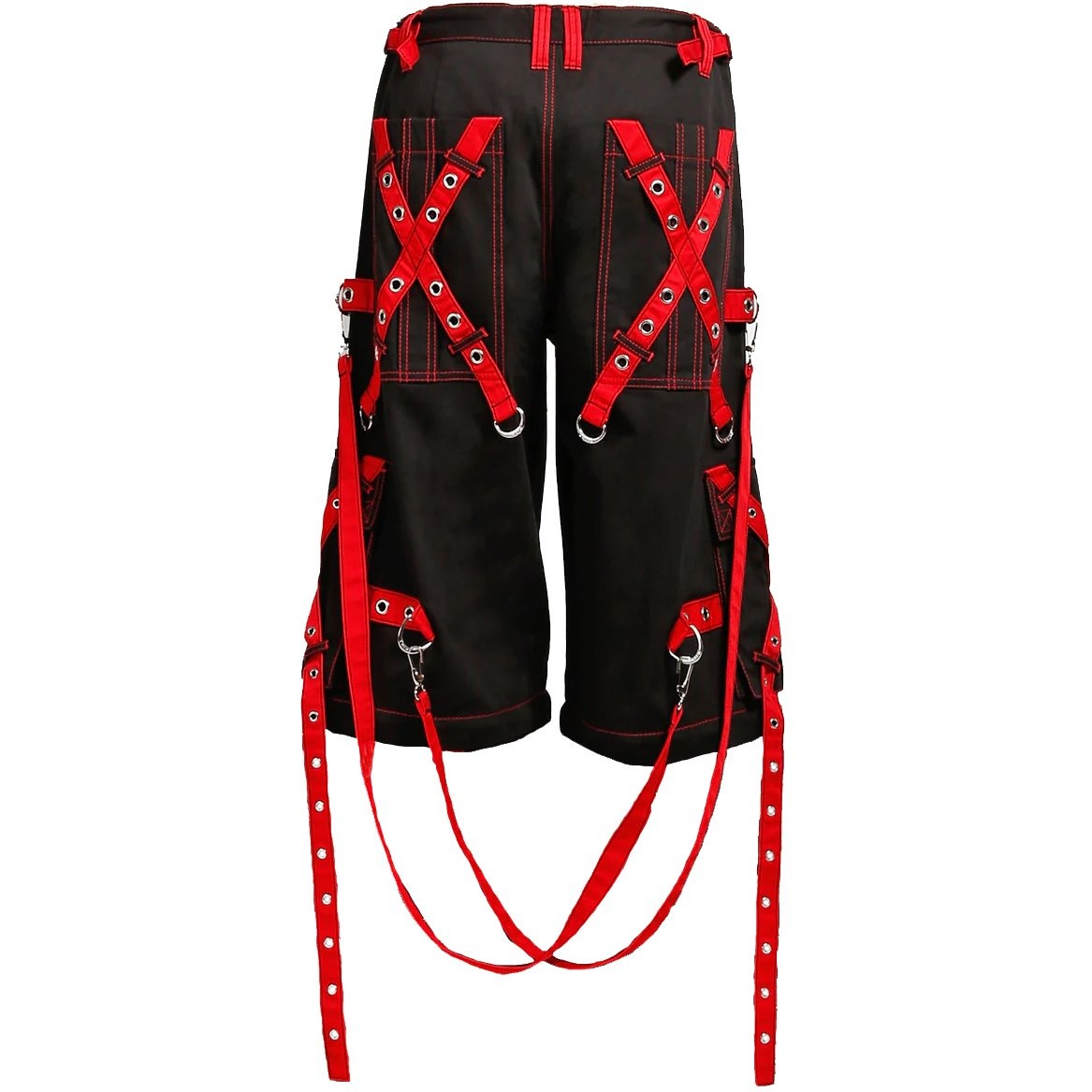 Gothic Mens Zip Shorts Black Red