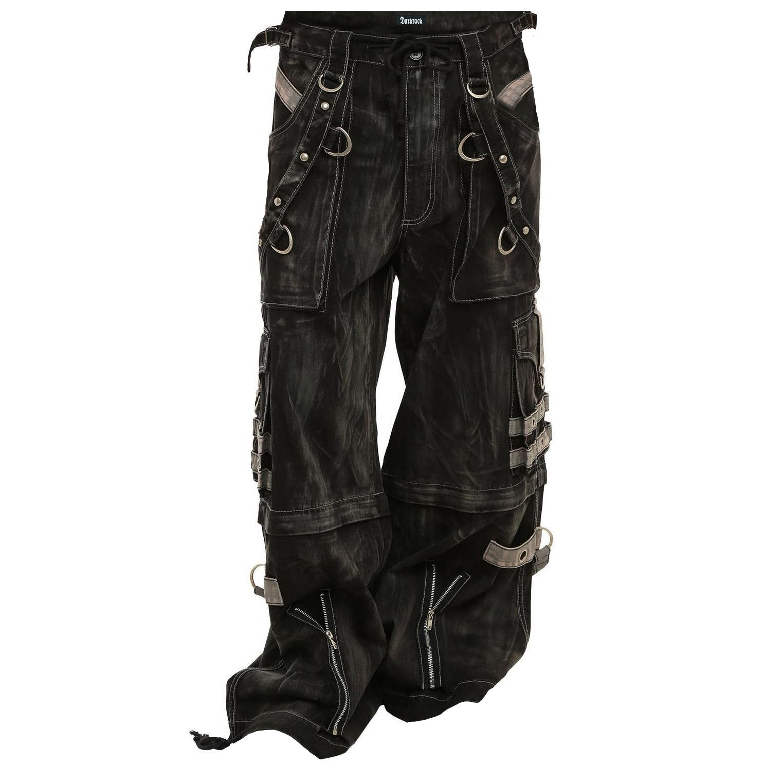 Gothic Black & Amp Grey Overdyed Zip Off Pants