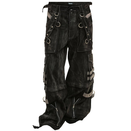 Gothic Black & Amp Grey Overdyed Zip Off Pants