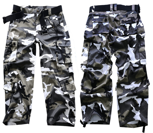 AKARMY Men's Cotton Casual Military Army Camo Combat Work Cargo Pants with 8 Pockets