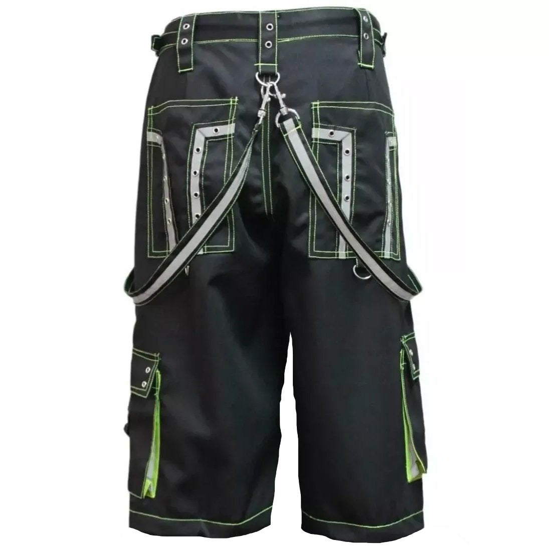 Men's Gothic handmade Bondage Reflective 6 pockets Punk Rock Shorts