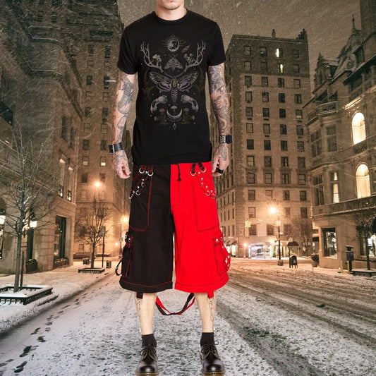 Mens Bondage Trouser Punk Rock Transformer Baggy Black Split Shorts Emo