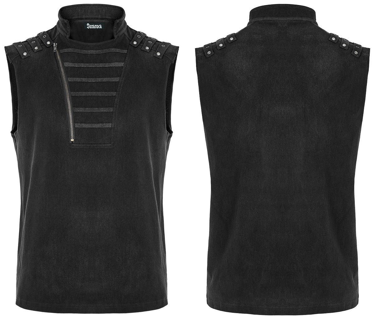 Gothic Mens Dark Gothic Zip Up Tank Top Vest