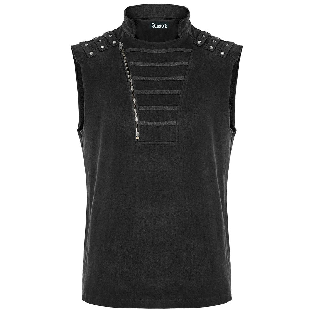 Gothic Mens Dark Gothic Zip Up Tank Top Vest