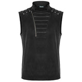 Gothic Mens Dark Gothic Zip Up Tank Top Vest