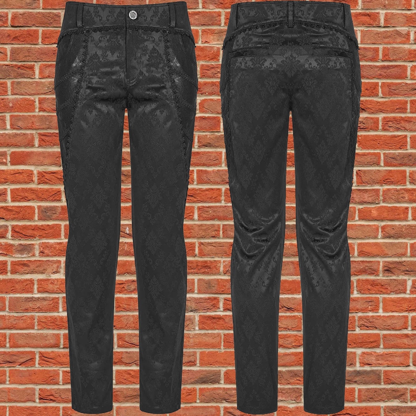 Gothic Punk Rave Mens Gothic Aristocrat Jacquard Dress Pants