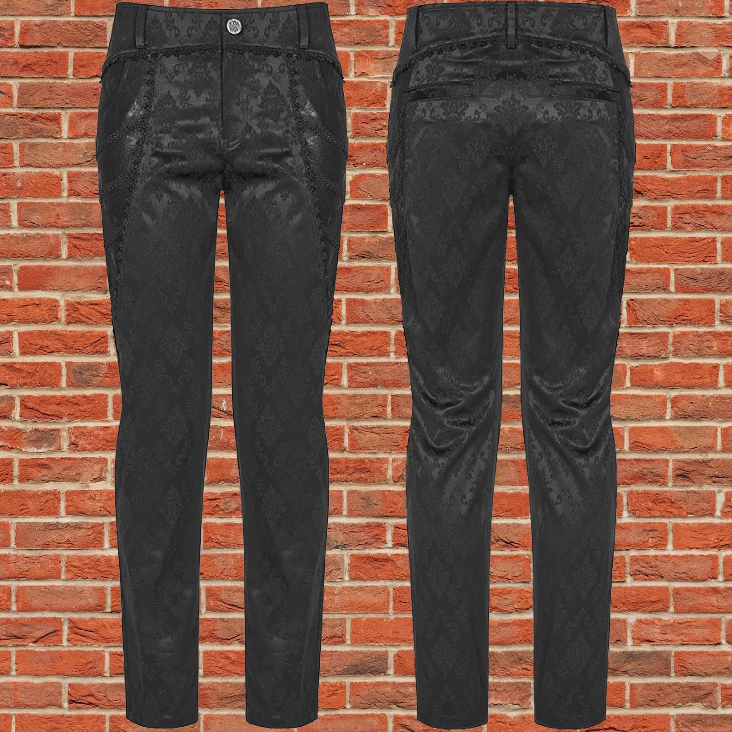 Gothic Punk Rave Mens Gothic Aristocrat Jacquard Dress Pants