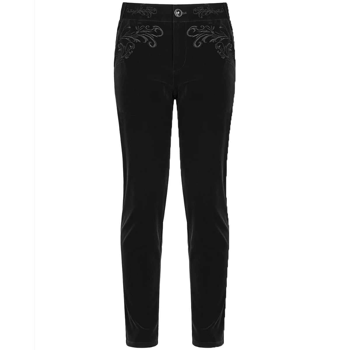 Men's Black Velvet Embroidery Gothic Regency Dress Pants /Velvet Pant
