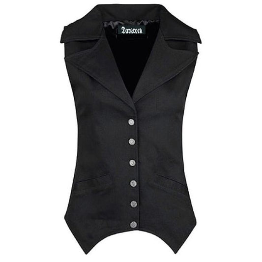 Women's Black Brocade Waistcoat Vest Vintage Steampunk Dress Jacquard Jacket