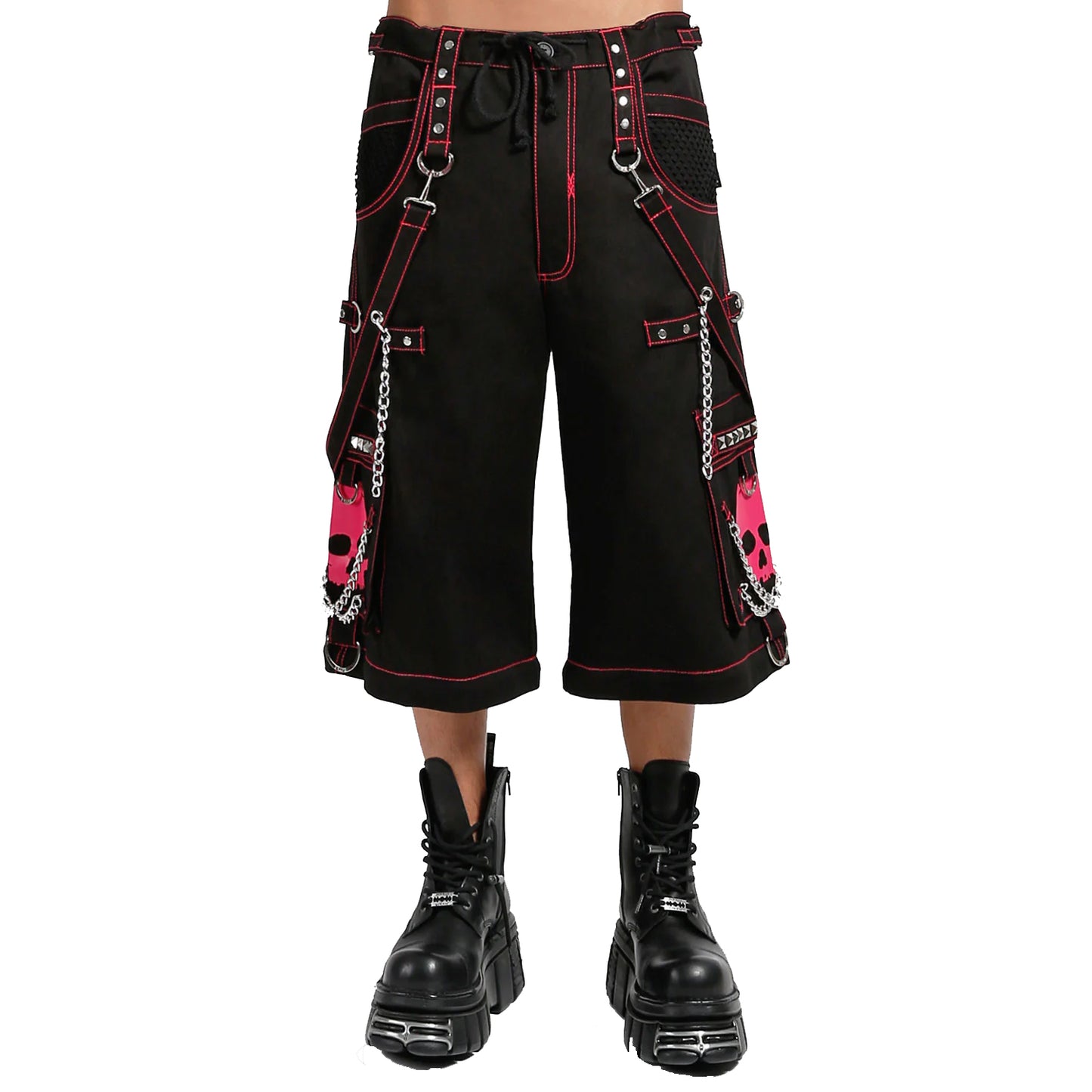 Gothic Bondage Super Skull Pant Pink Big Skull Men Pant Alternative Punk Rock Emo Trouser Pant Shorts
