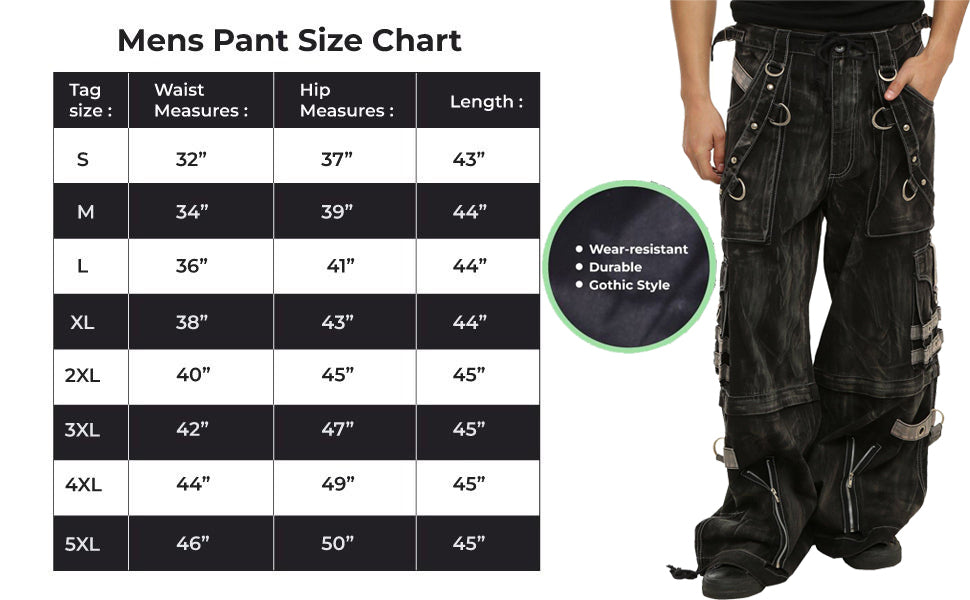 Gothic Black & Amp Grey Overdyed Zip Off Pants