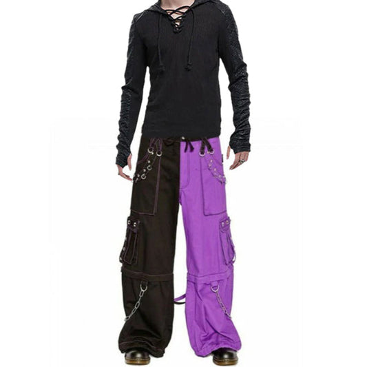 Gothic Bondage Men Pant Alternative Punk Rock Transformer Trouser Purple Baggy Pants