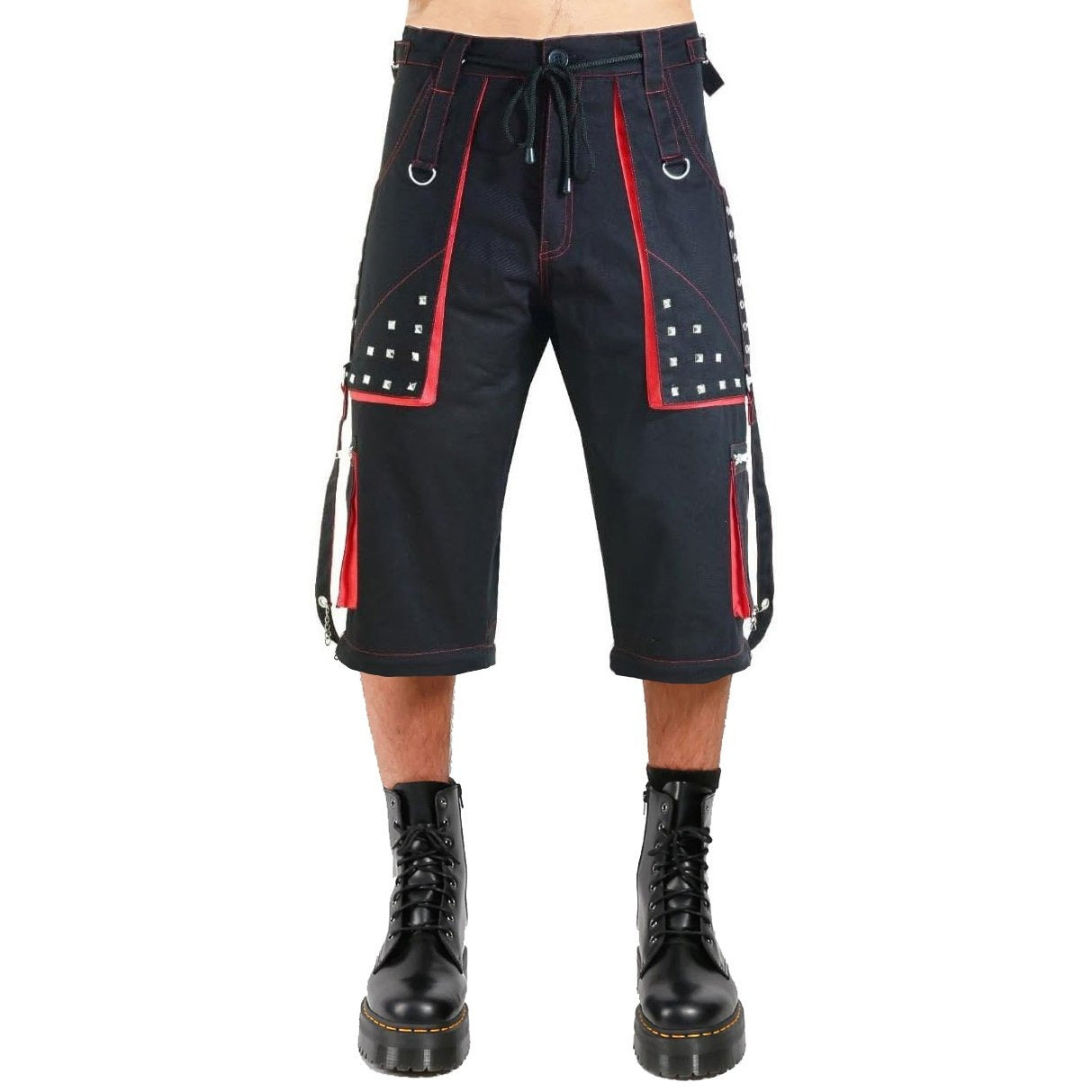 Gothic Mens Black Stylish Pant Trouser Slim fit Straight Black Red Colour Shorts