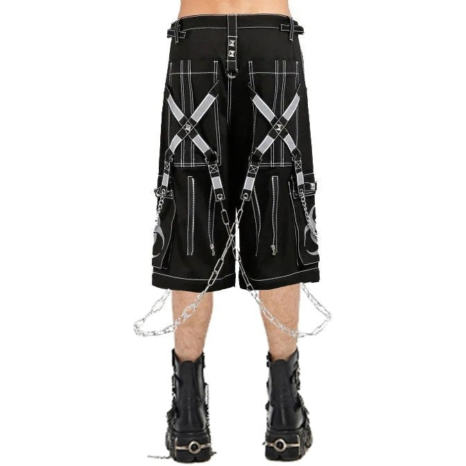 Prime Quality Mens Gothic Bondage Reflective Street Walker Short Alternative Punk Rock Emo Shorts