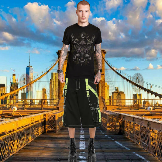 Prime Quality Handmade Gothic Bondage Alternative Punk Rock Limelight Symbol Emo Shorts