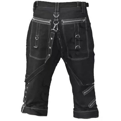 Mens Gothic Black Short Eyelets Cargo Bondage Trouser Punk Rock Short