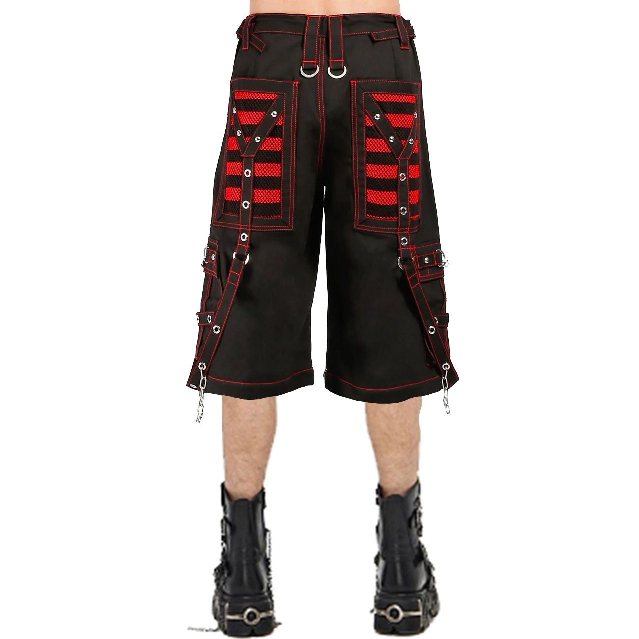 Gothic Extreme Bondage Skater Gothic Punk Rocker Cyber Steampunk Electro Shorts Red