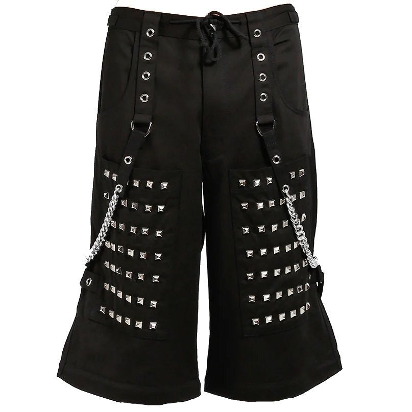 Gothic Mens Black Goth Monster Studs Gothic Punk Rock Shorts