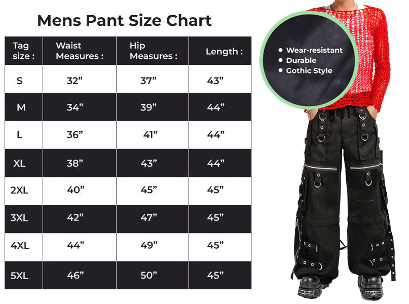 Gothic Men's Black Gothic X-Strap Zip Off Punk Rave Pants