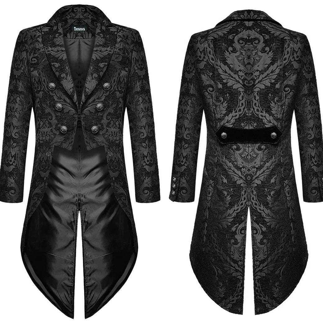 Gothic Devil Fashion Cavalier Mens Steampunk Tailcoat Black Damask