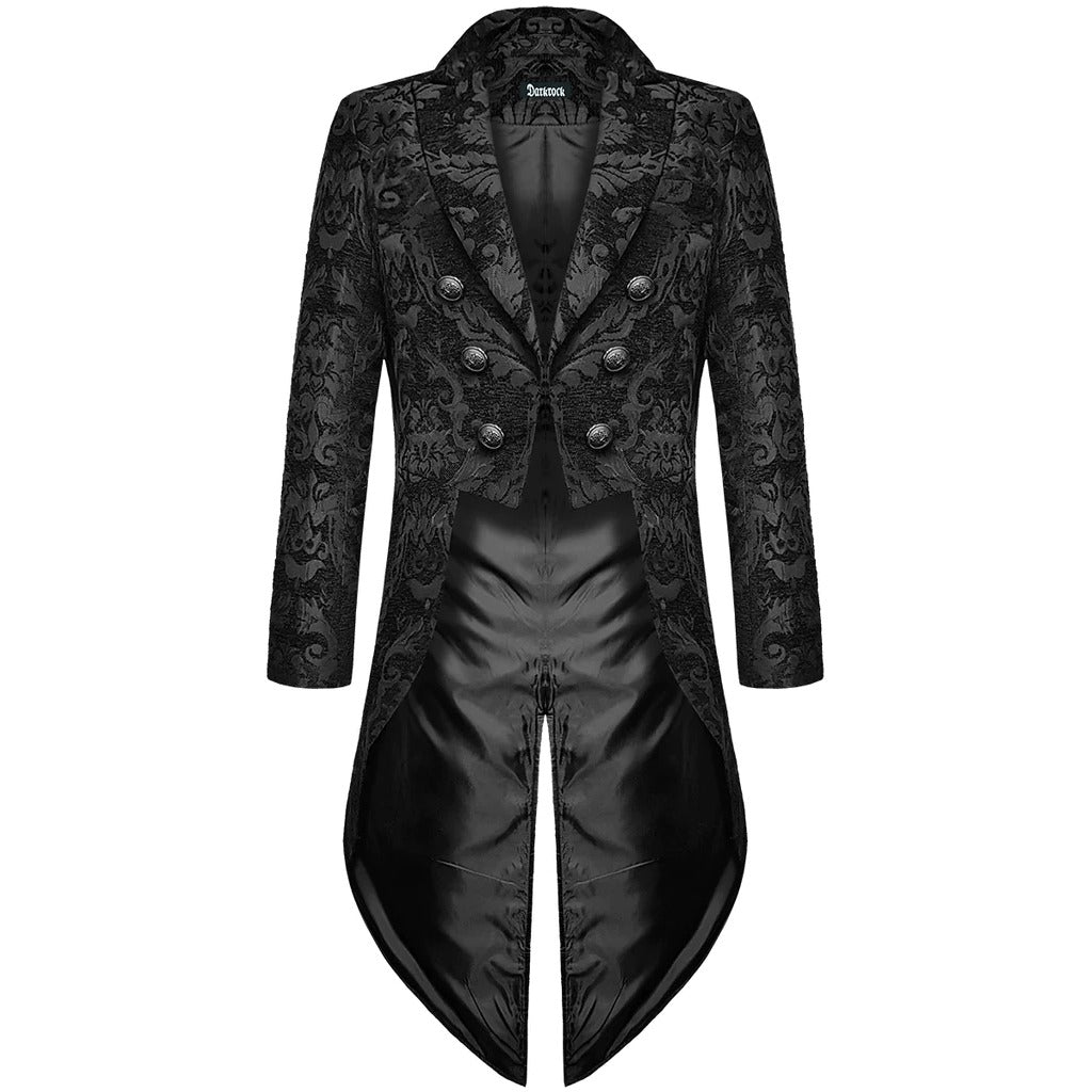Gothic Devil Fashion Cavalier Mens Steampunk Tailcoat Black Damask