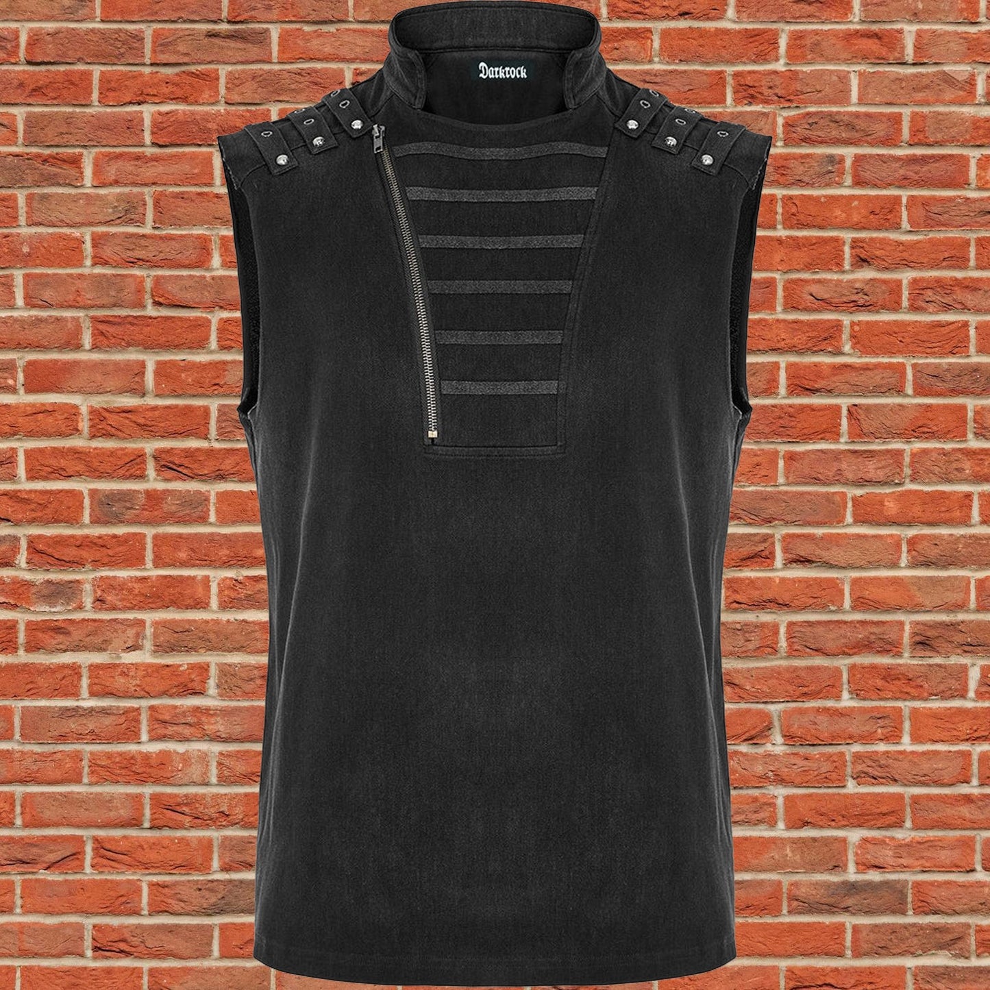 Gothic Mens Dark Gothic Zip Up Tank Top Vest