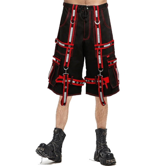 Mens Extreme Bondage Gothic Electro Reflector Black Red Trip Shorts Usa