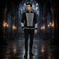 Prime Quality Handmade Men's Gothic Military Hussar Jacket Black Silver/USA