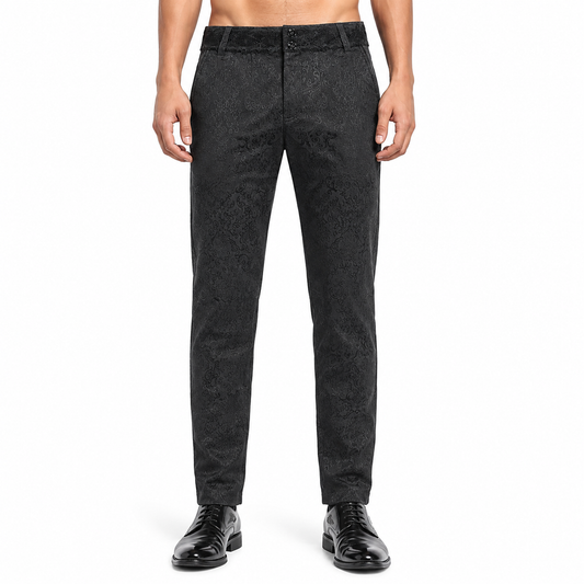 Men's Black Brocade Gothic Regency Dress Pants /Brocade Pant