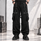 Men's Black Gothic Punk Pants With Straps Fleece Pants Alternative Wears