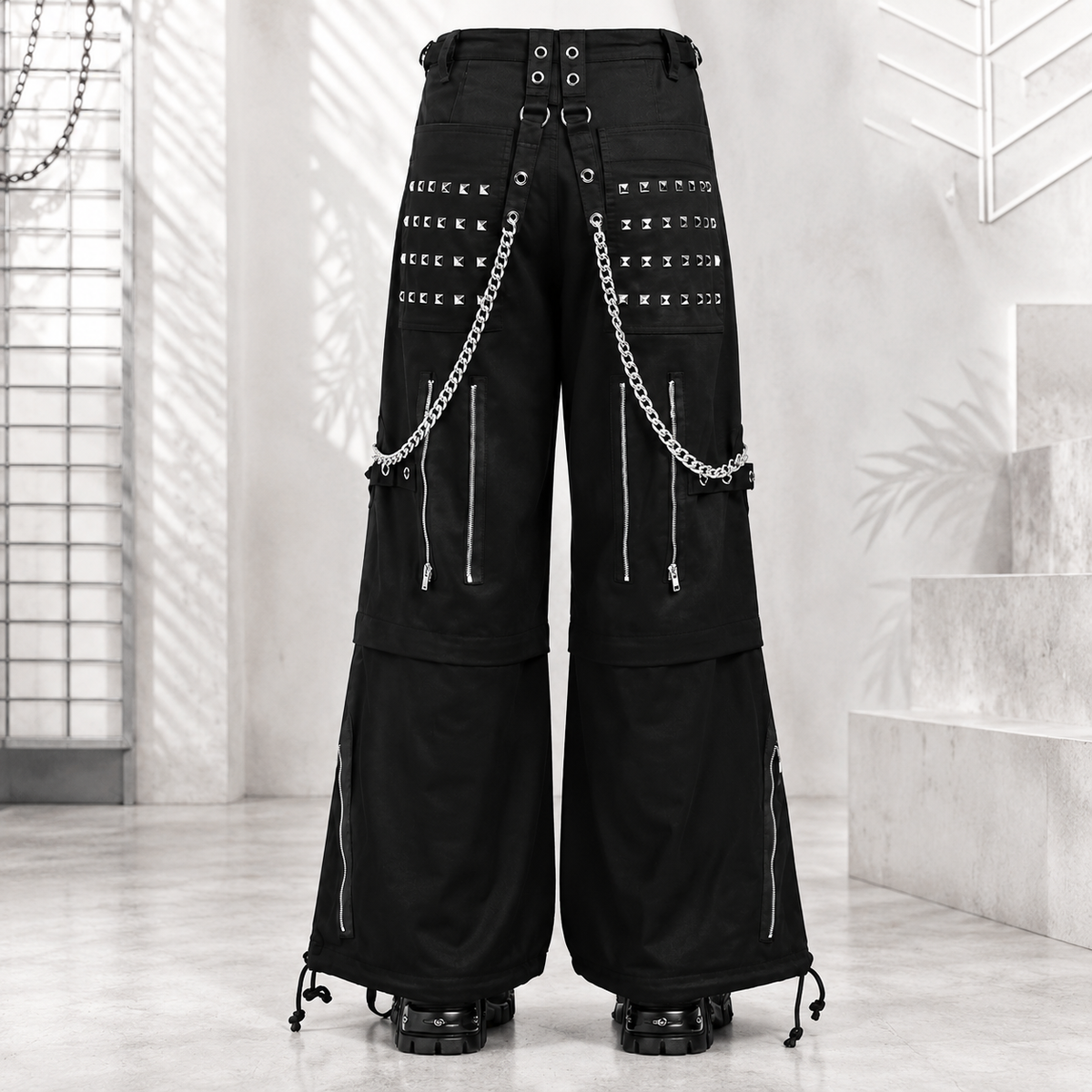Gothic Men Black Goth Monster Studs Goth Punk Rock Pants