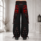 Gothic Extreme Bondage Skater Red & Black Punk Rocker Cyber Steampunk Biker Pant