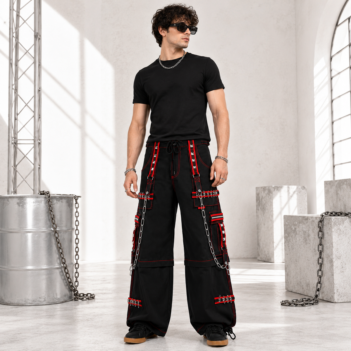 Gothic Extreme Bondage Skater Gothic Punk Rocker Cyber Goth Steampunk Biker Emo Trouser Pant Shorts USA