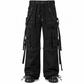 Gothic Bondage Cargo Rock Black Punk Buckle Zips Chain Strap Trousers Emo/ Pants