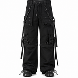 Gothic Bondage Cargo Rock Black Punk Buckle Zips Chain Strap Trousers Emo/ Pants