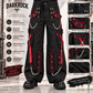 EXTREME BONDAGE GOTHIC PUNK ROCKER CYBER GOTH RED & BLACK STEAMPUNK BIKER PANTS