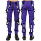 Men Gothic Bondage Reflective Men Pant Alternative Punk Rock Emo Pant Electric Pants Purple/USA