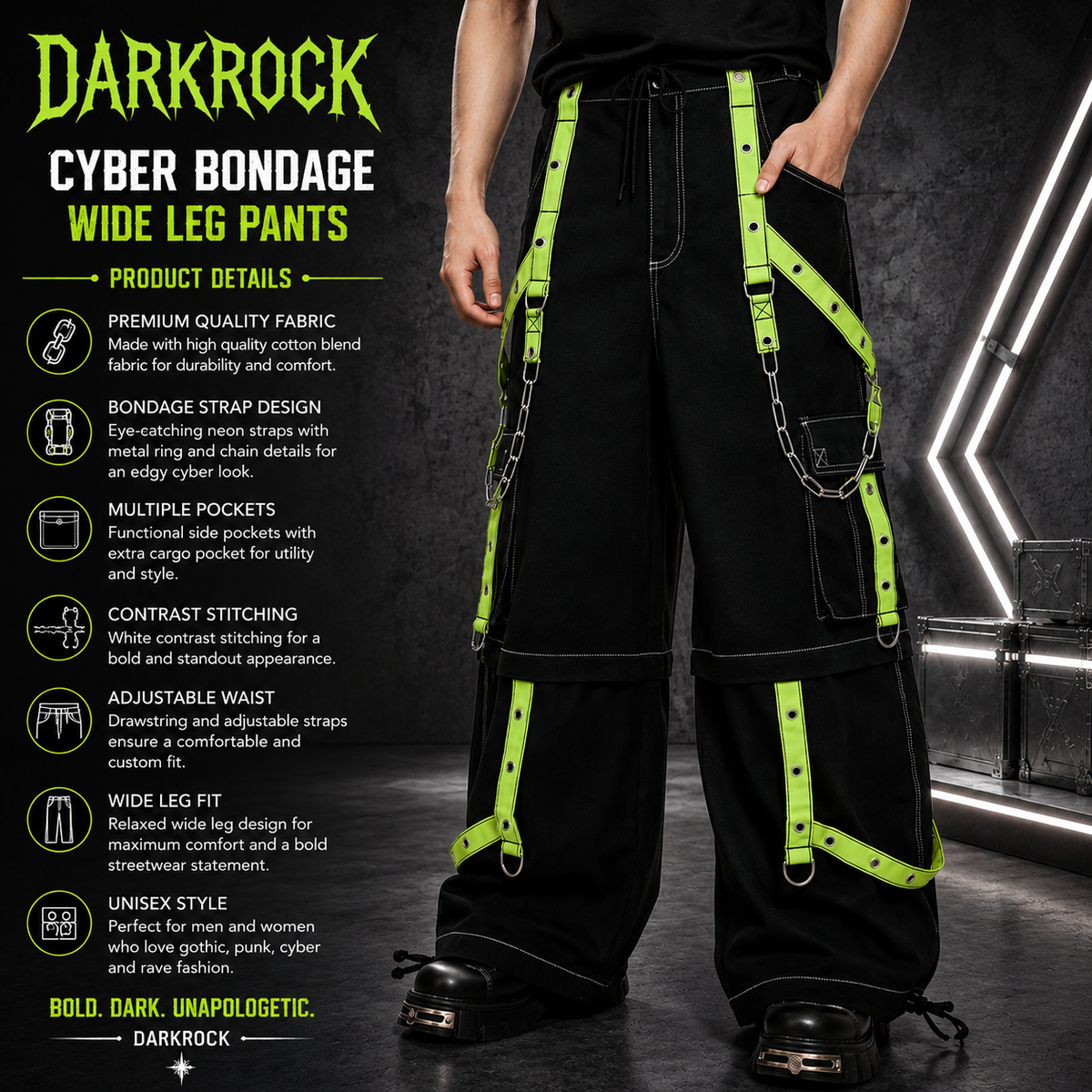 Prime Quality Handmade Gothic Bondage Men Pant Alternative Punk Rock Limelight Symbol Emo Trouser Pant Shorts USA