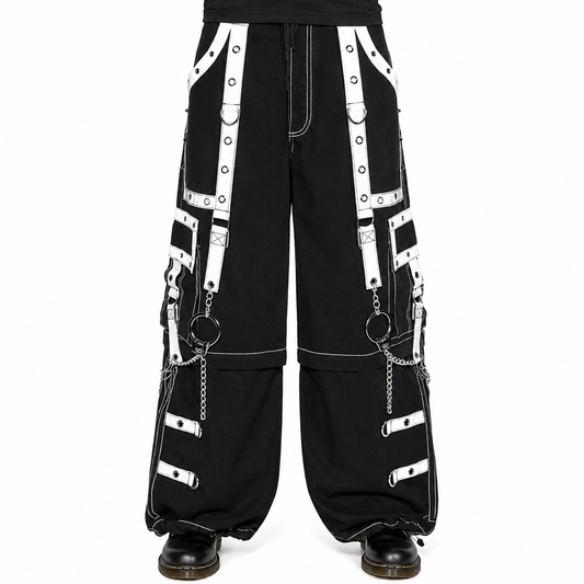 Gothic Men Handmade Bondage Gothic Cyber Pant Chain Techno Rock Punk Shorts Trouser Pants USA