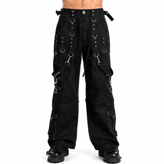 Men Handmade Gothic Bondage Trouser Grey Thread Cyber Pant Punk Shorts Metal Studs Pants/Gothic Pant
