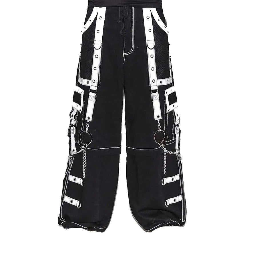 Gothic Men Handmade Bondage Gothic Cyber Pant Chain Techno Rock Punk Shorts Trouser Pants/USA