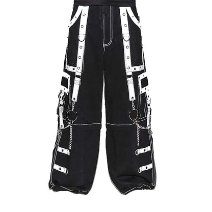 Gothic Men Handmade Bondage Gothic Cyber Pant Chain Techno Rock Punk Shorts Trouser Pants/USA