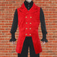 Men's Double Breasted Governor Vest Waistcoat Vtg Red Velvet Brocade Gothic Steampunk/Usa