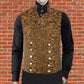 Men's Steampunk Double-Breasted Waistcoat Gold Vest Gothic/Western-Reenactment/Usa