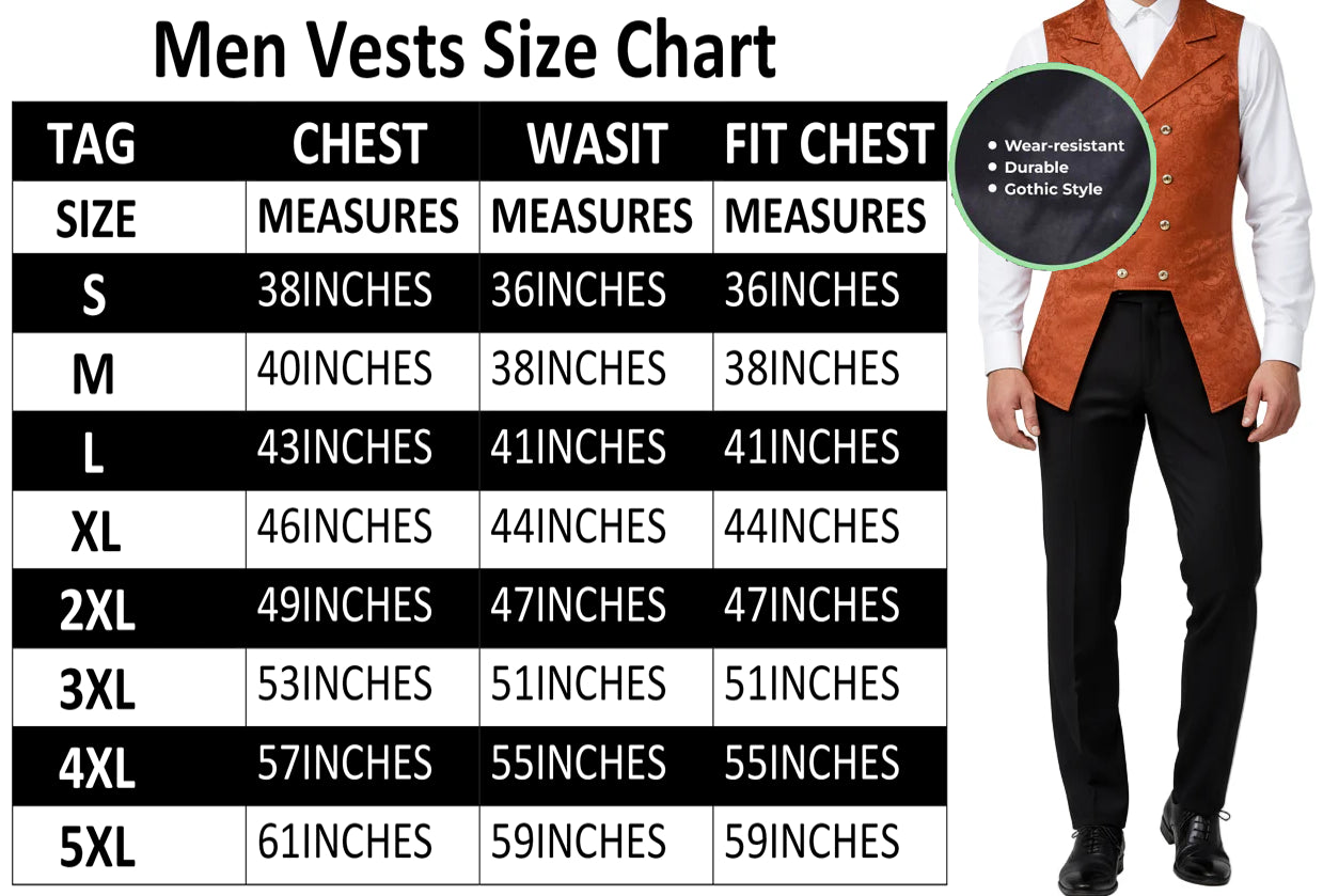 Men's Double Breasted Governor Vest Waistcoat VTG Brocade Gothic Steampunk/USA Brown Brocade