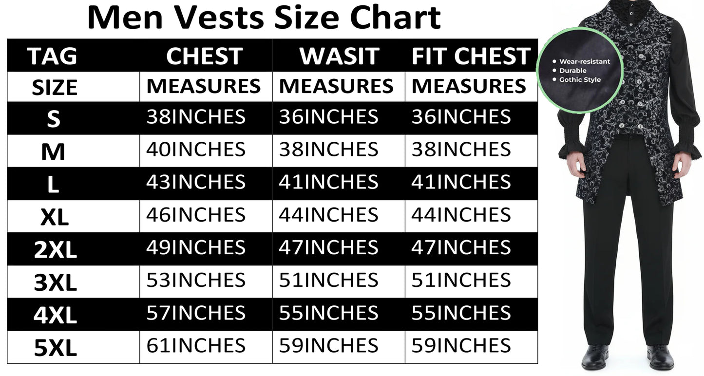 Men's Double Breasted GOVERNOR Silver Vest Waistcoat Silver Brocade Gothic Steampunk