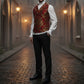 Prime Quality Men's Handmade Red Gold Victorian Cavalier Waistcoat Vest
