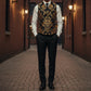 Prime Quality Men's Handmade Gold Black Victorian Cavalier Waistcoat Vest