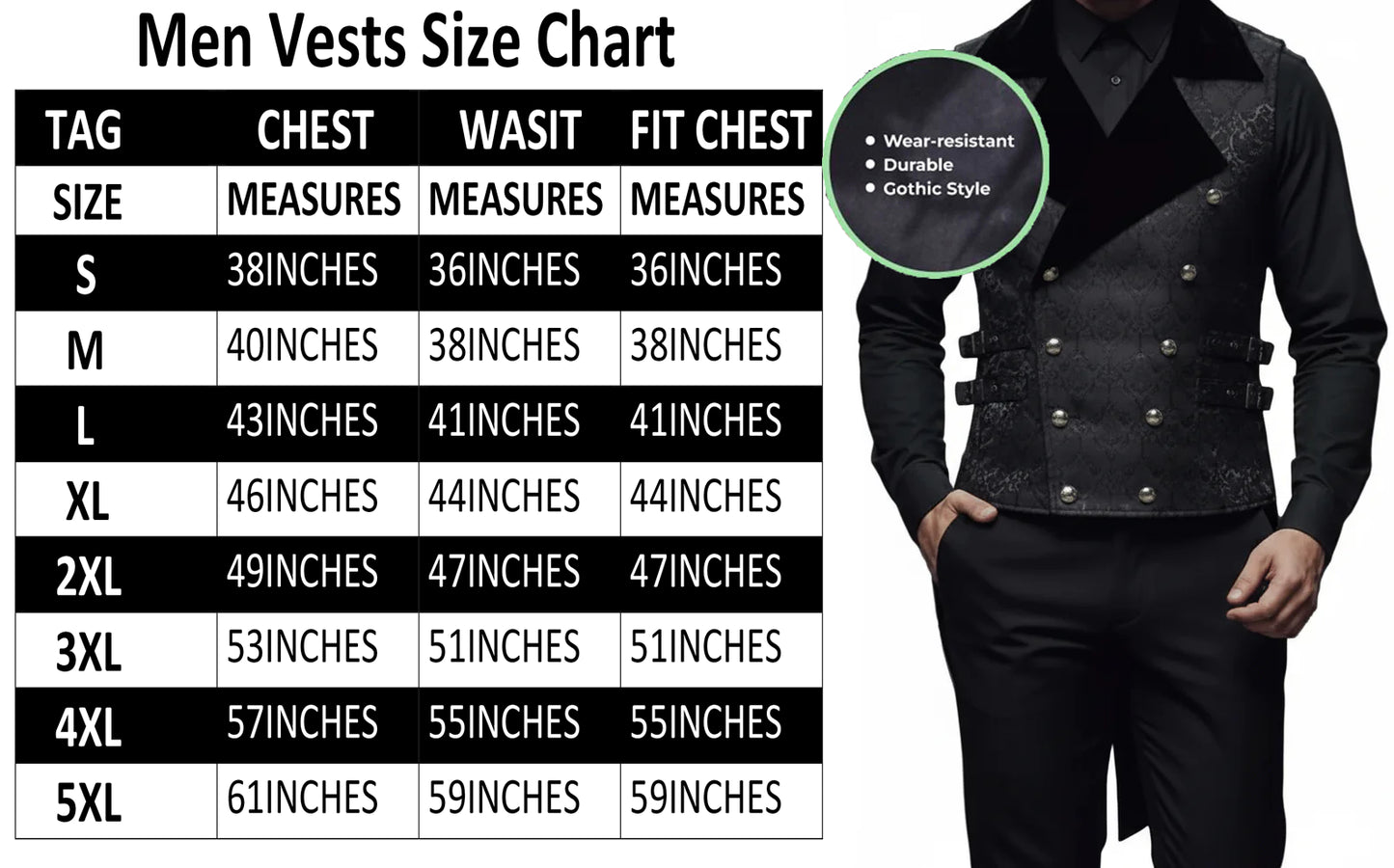 Men's Brocade Vest Waistcoat Tailcoat Black Velvet Gothic Steampunk USA Sizes