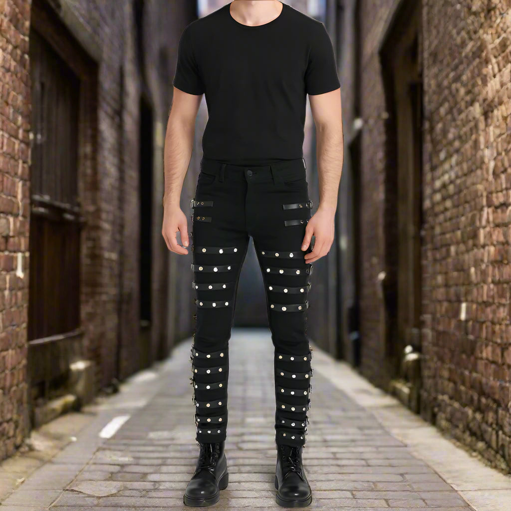 Men Gothic Bad Concert Black Metal Pant Rock Hard Trouser Heavy Pants